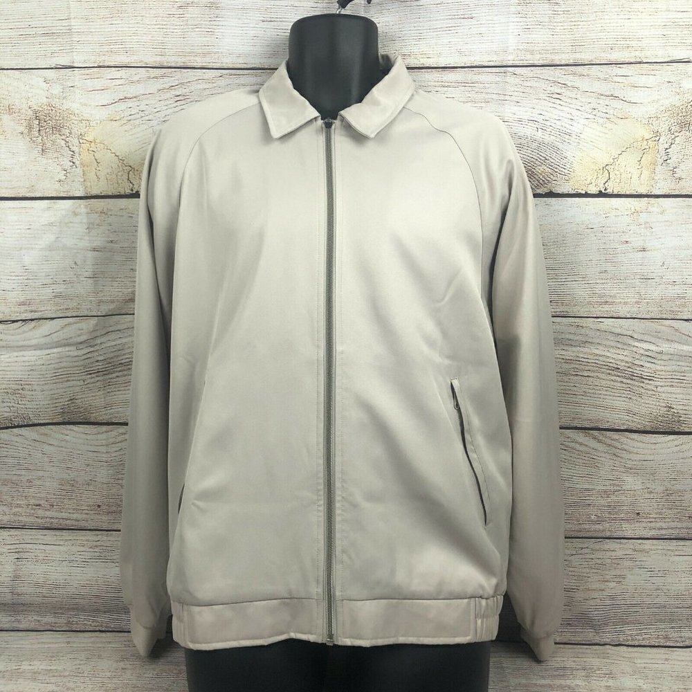 Footjoy Full Zip Golf Jacket Mens Medium Beige Lined